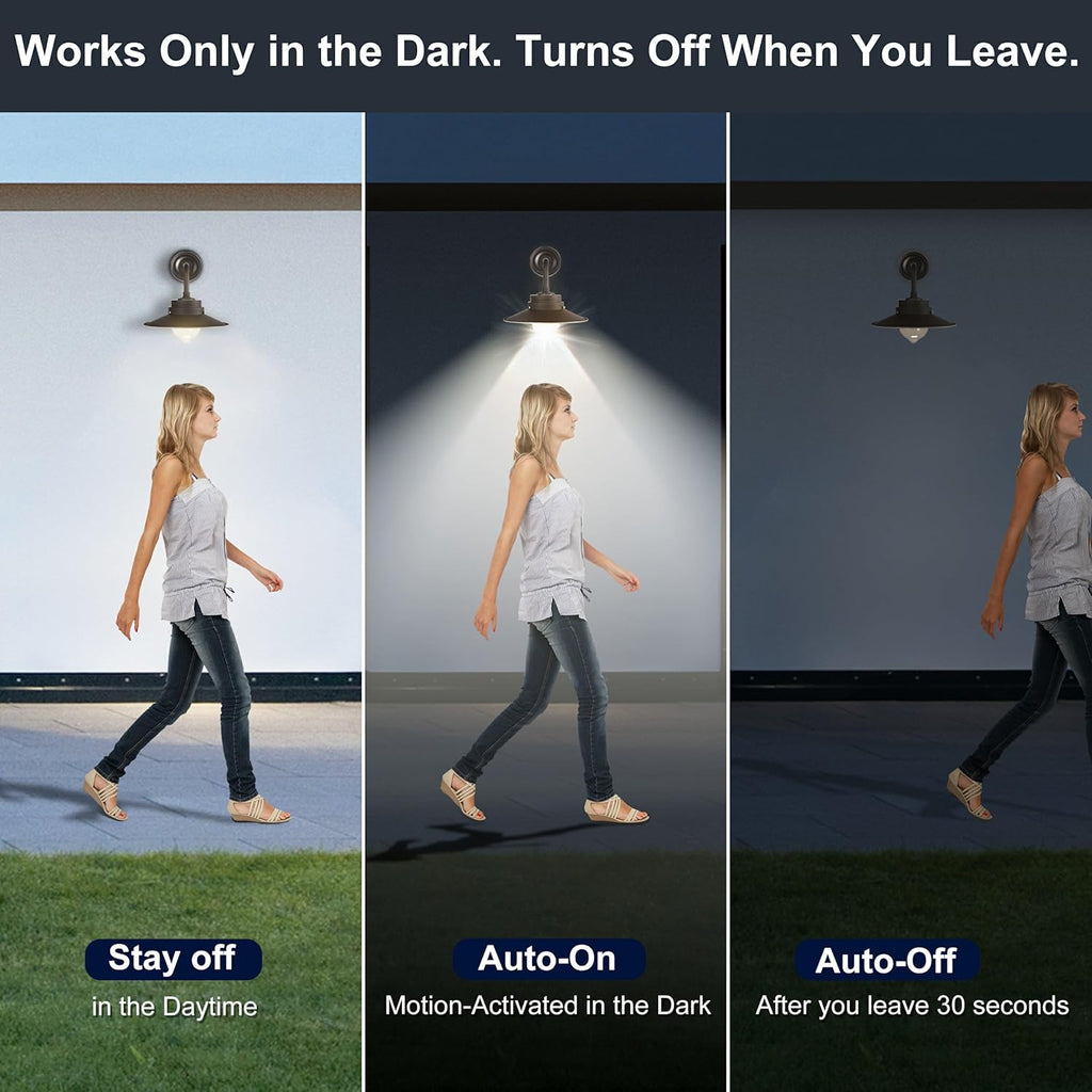 Motion Sensor Light Bulbs, 12W(100W Equivalent) A19 E26 5000K Auto On/Off