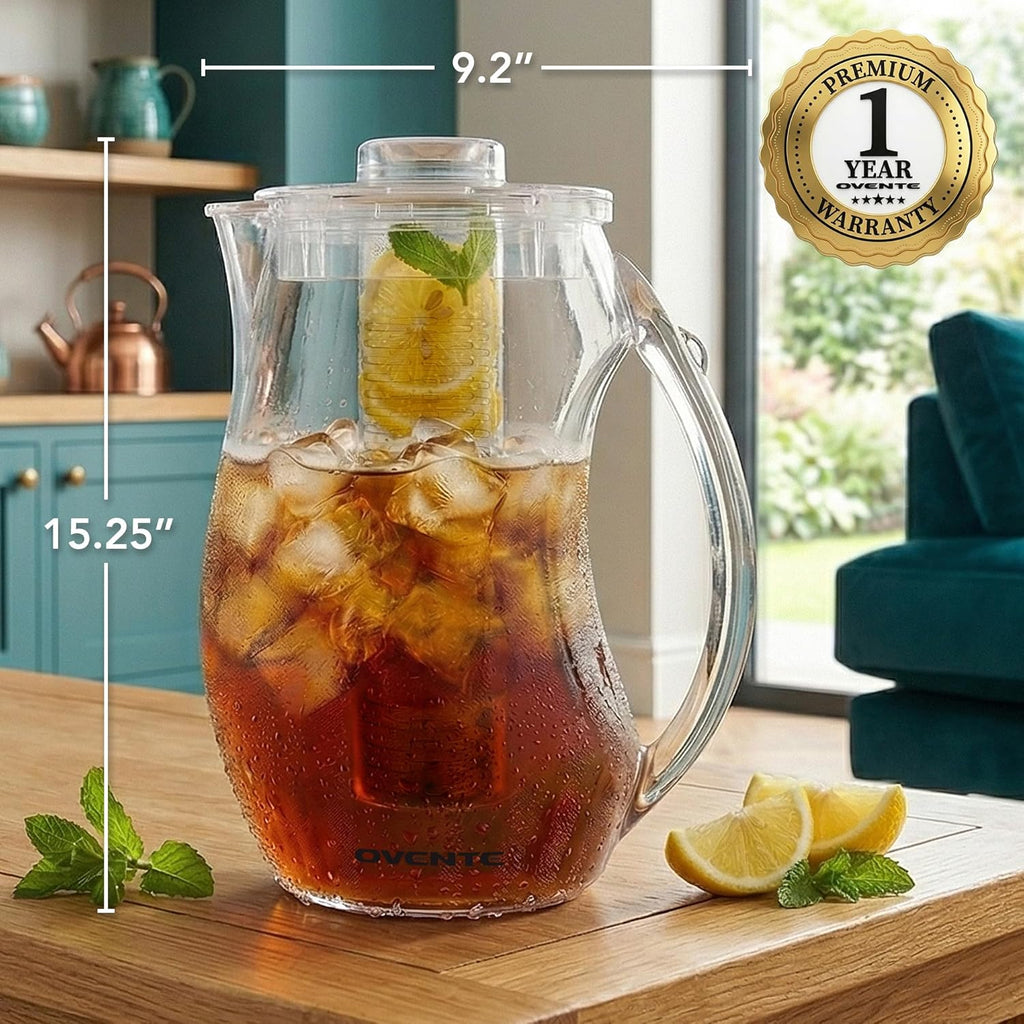 Fruit Infusion Water Pitcher 2.5L/85Oz with Removable Lid and Infuser Rod, BPA-Free, Shatterproof Acrylic Beverage