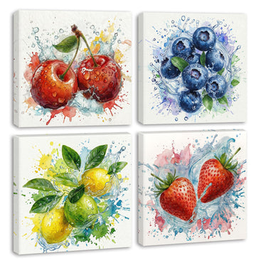 Modern Farmhouse Kitchen Canvas Wall Art Fruit Decor 12" x 12"