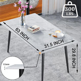 63" Modern Dining Table, Sintered Stone Kitchen Table for 4-6 peoples, White Sintered Stone Dining Tabletop with