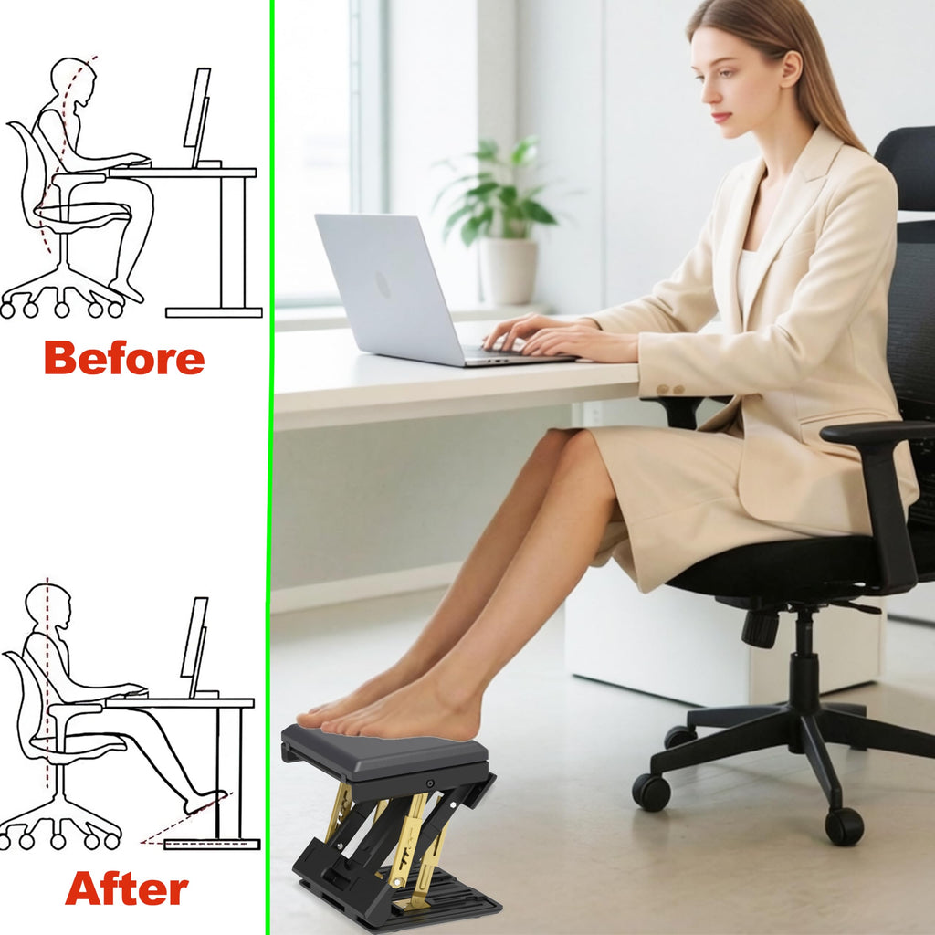 120 lbs Ergonomic Adjustable Under Desk Footrest & Leg Rest Stool