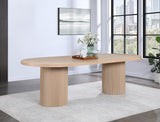 725Oak-T Belinda Collection Mid-Century Modern Solid Wood White Oak Veneer Dining Table, Oval Design, Fluted Bases, 2