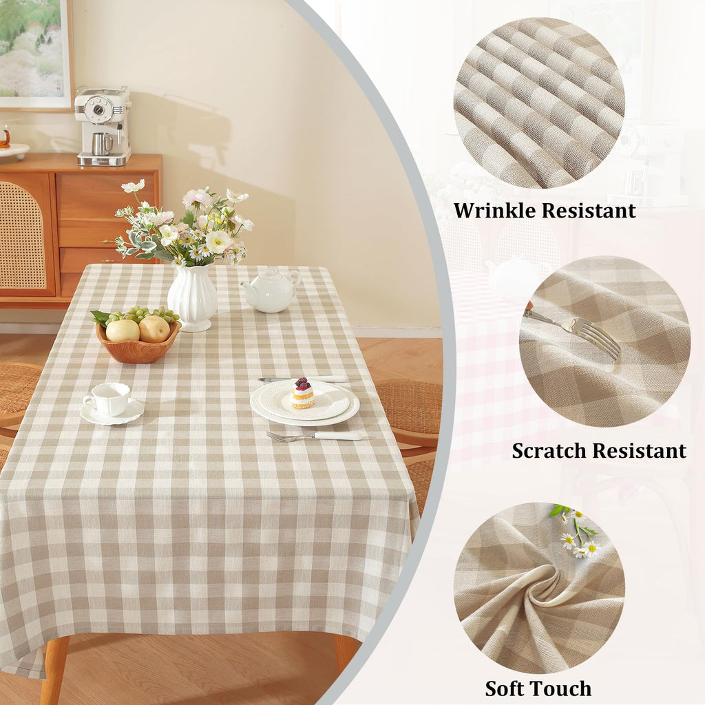 Checkered Tablecloth Rectangle Washable Buffalo Plaid Table Cloth Cotton Linen Gingham Table Cover for Picnic Kitchen