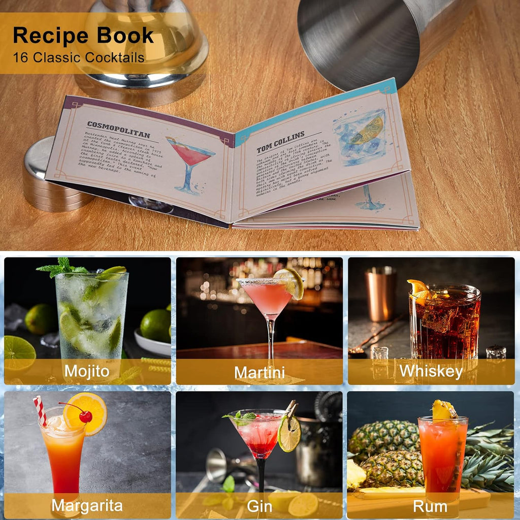 20-Piece Bartender Kit with Stand, Cocktail Shaker Set Bar, 25oz Professional Stainless Steel Bar Tool Set with
