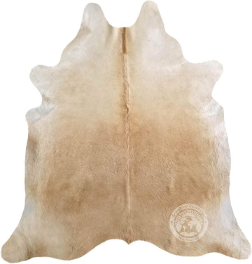 Genuine Cowhide Rug 6x6-7 ft, 100% Real Cow Hide (Palomino Beige) | Unique Beige Cow Print Area Rug | Rustic Natural