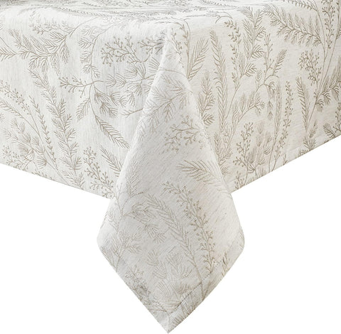 Elegant Damask Tablecloth for 8 Foot Large Rectangle Tables, Wrinkle and Stain Resistant Washable Fl