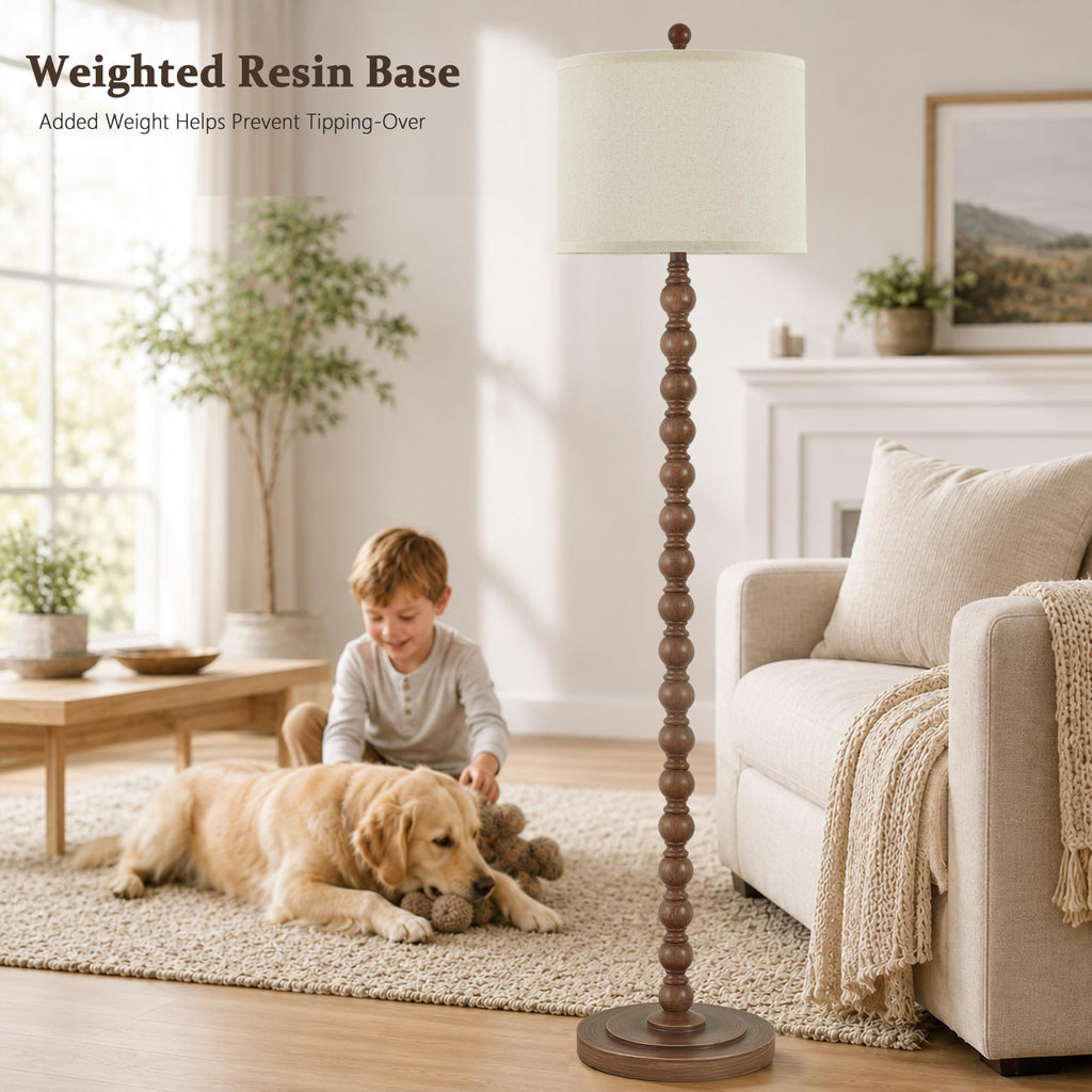 Farmhouse Floor Lamp, 62" Tall Standing Lamp with Bulb