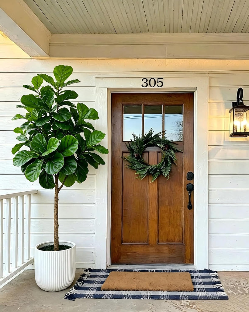 6FT Fiddle Leaf Fig Artificial Tree, Silk Fake Ficus Tree with White Planter, Indoor Faux Fiddle Leaf Fig Tree