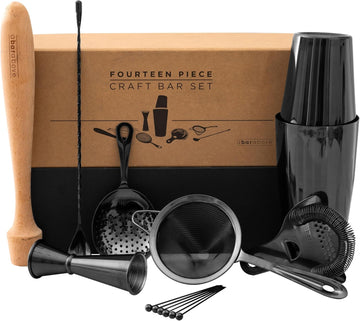 Matte Black Bartender Kit, Craft Bar Tool Set - Set of 14