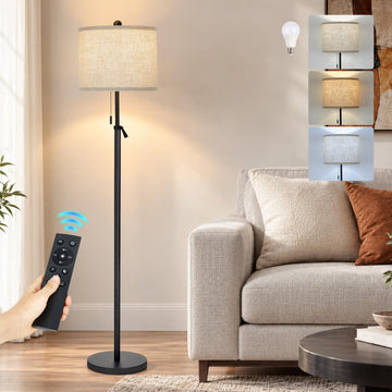61-69" Adjustable Floor Lamp with Remote and Stepless Dimmable Bulb