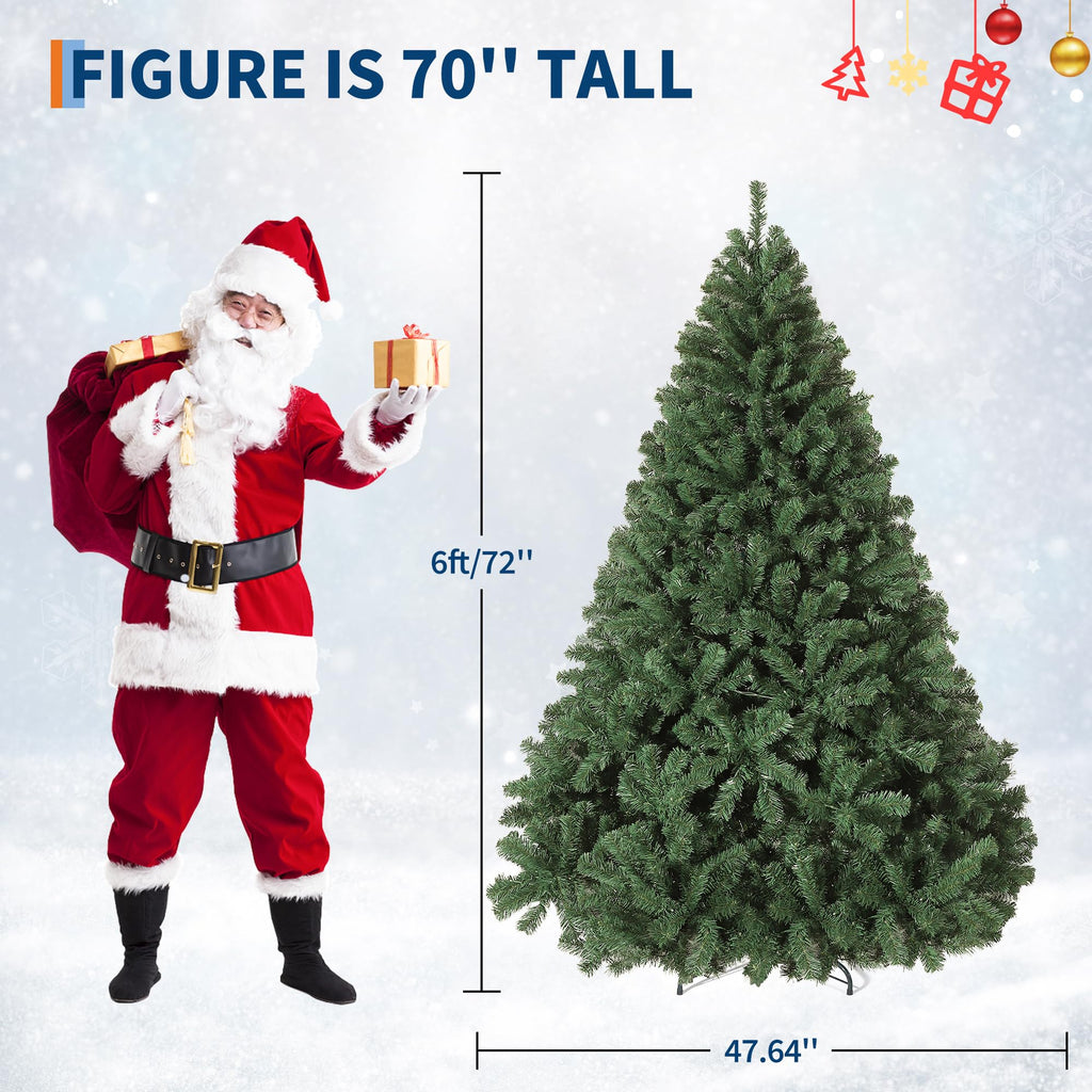 6ft Artificial, Premium Spruce Hinge Material, Holiday with Metal Hinges and Collapsible Base Gatherings and Office