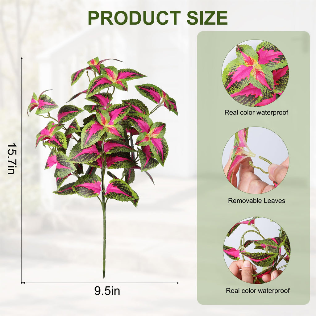 Artificial Coleus Plants Outdoor 5 Pcs (Red)