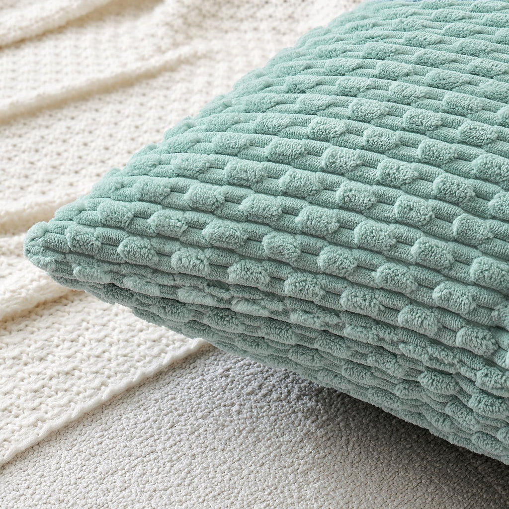 Decorative Throw Pillow Covers 18x18 Turquoise Textured Corduroy