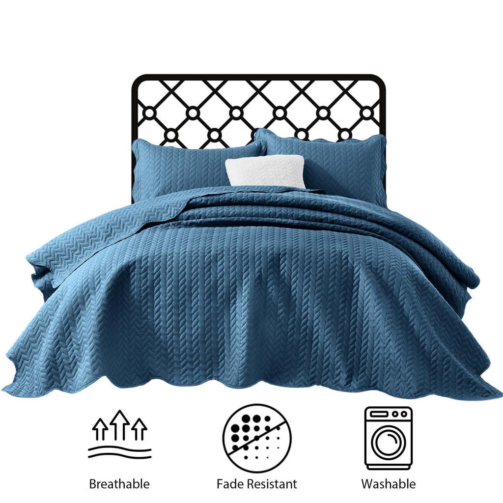Quilt Sets Washed Blue, 3 Pieces