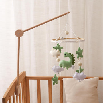 Crib Mobile Arm Wooden Holder - Baby Mobile Hanger with 360° Vertical Adjustment, Stabilizing Attachment for Added