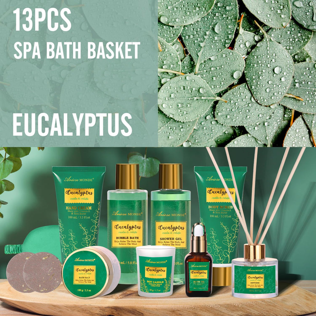 Gift Baskets for Women & Men, 13pcs Eucalyptus Spa Gifts for Women