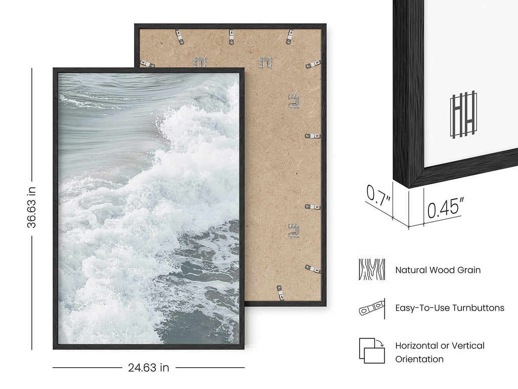 Beach Framed Wall Art - Ocean Decor, Coastal Decor Art, Wave Beautiful Scenery Bedroom Theme (24x36, Black Framed)