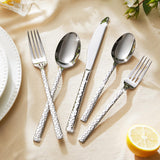 20-Piece Hammered Silverware Set, 18/10 Stainless Steel Flatware Set for 4, Cutlery Set
