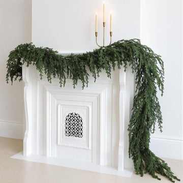 Upgraded 9ft Christmas Norfolk Pine Garland, Real Touch Greenery Decoration