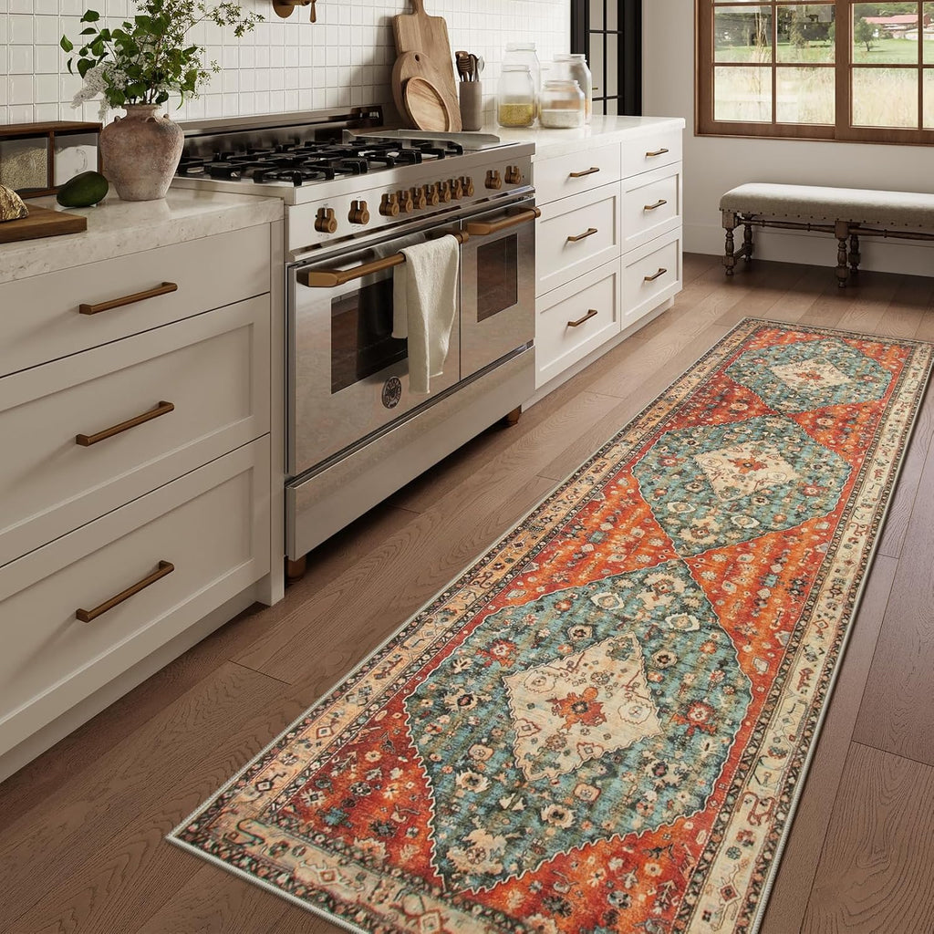 Felice Boho Tribal 2'6" x 10' Washable Runners for Hallways, Oriental Kitchen Runner Rugs Non Skid W
