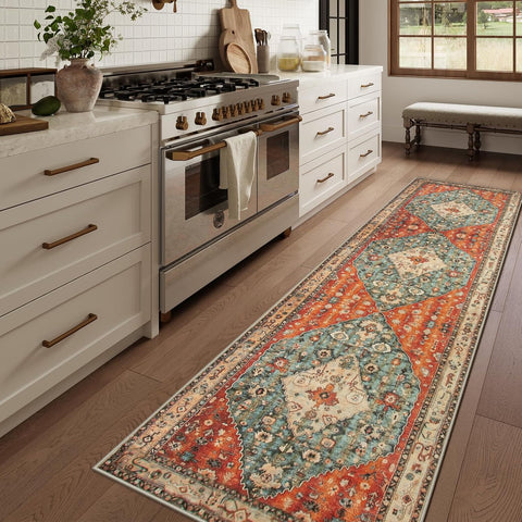 Felice Boho Tribal 2'6" x 10' Washable Runners for Hallways, Oriental Kitchen Runner Rugs Non Skid W