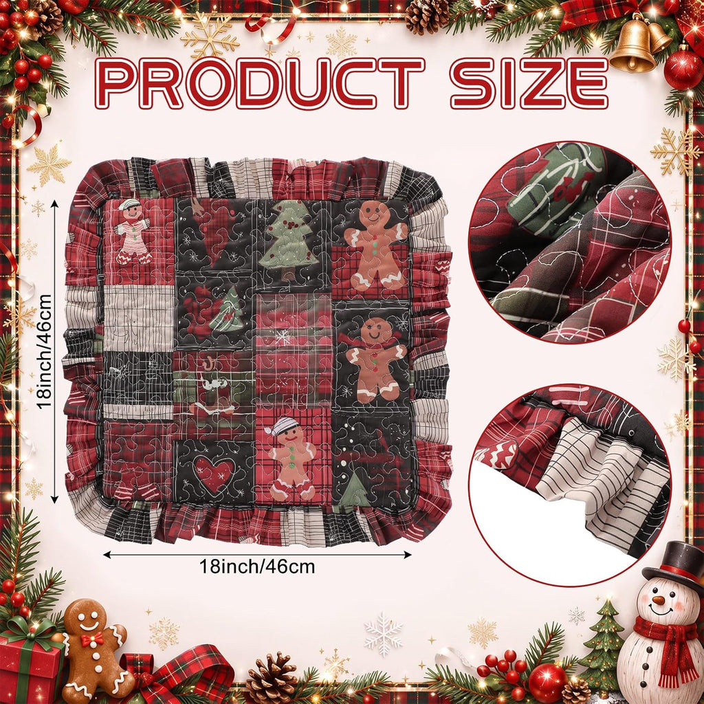 Christmas Gingerbread Man Quilted Pillow Covers 18 x 18 Inch - Set of 2