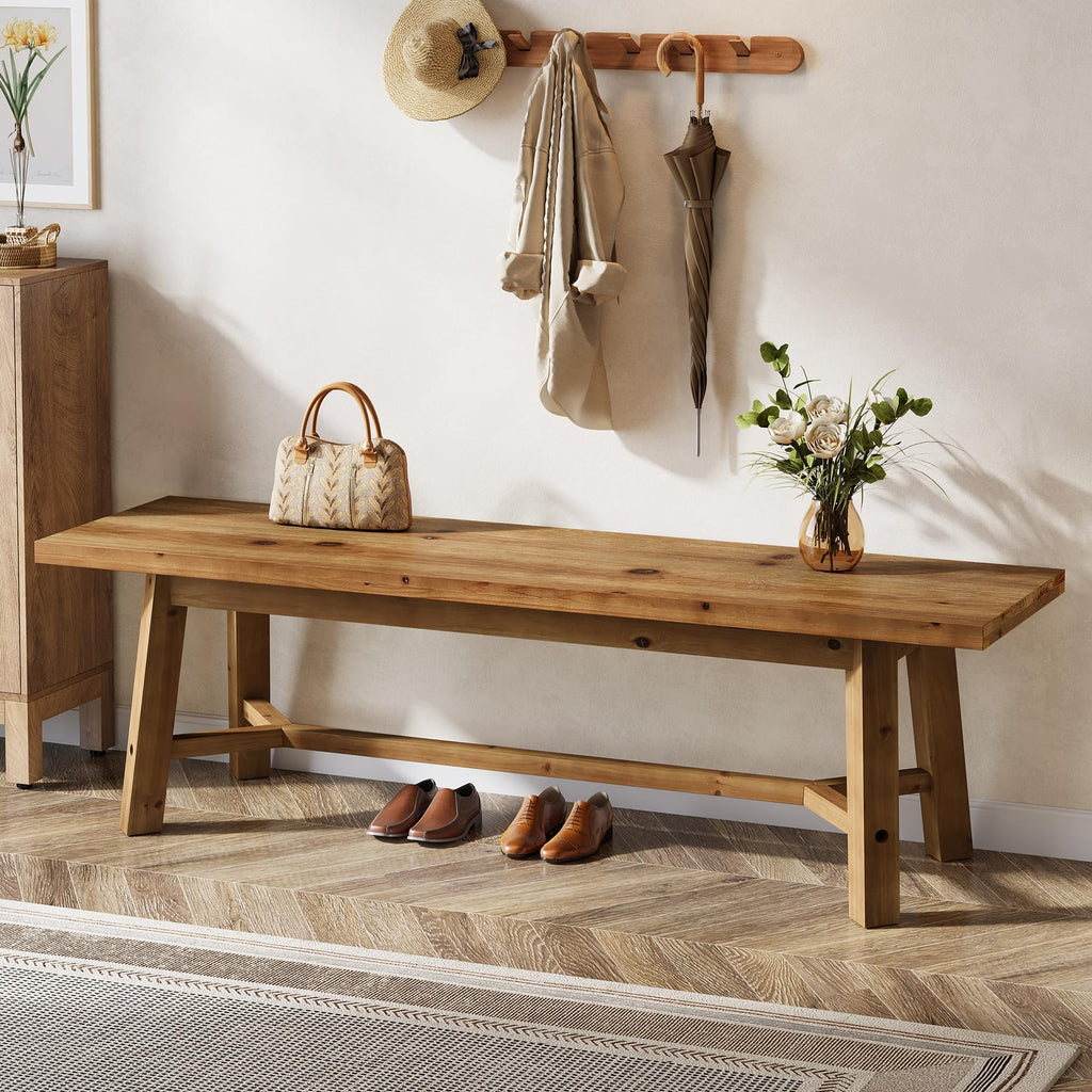 55" Solid Wood Bench, Farmhouse Bench Seat