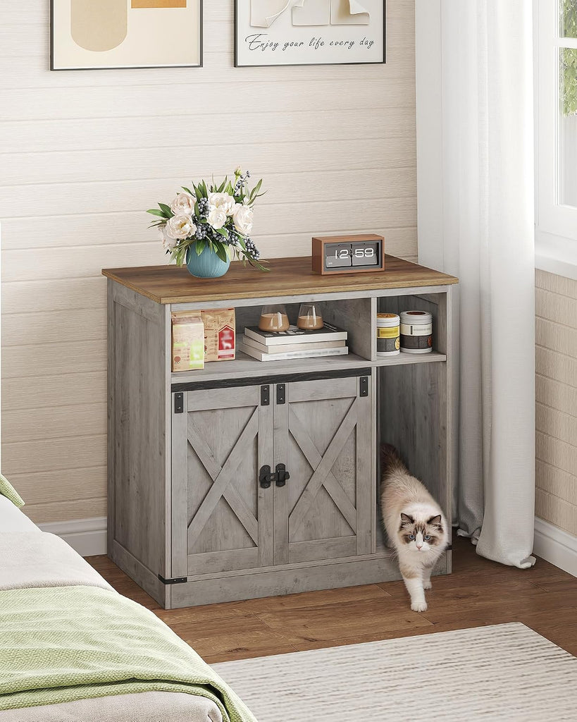 Cat Litter Box Enclosure, Hidden Litter Box Furniture with Storage