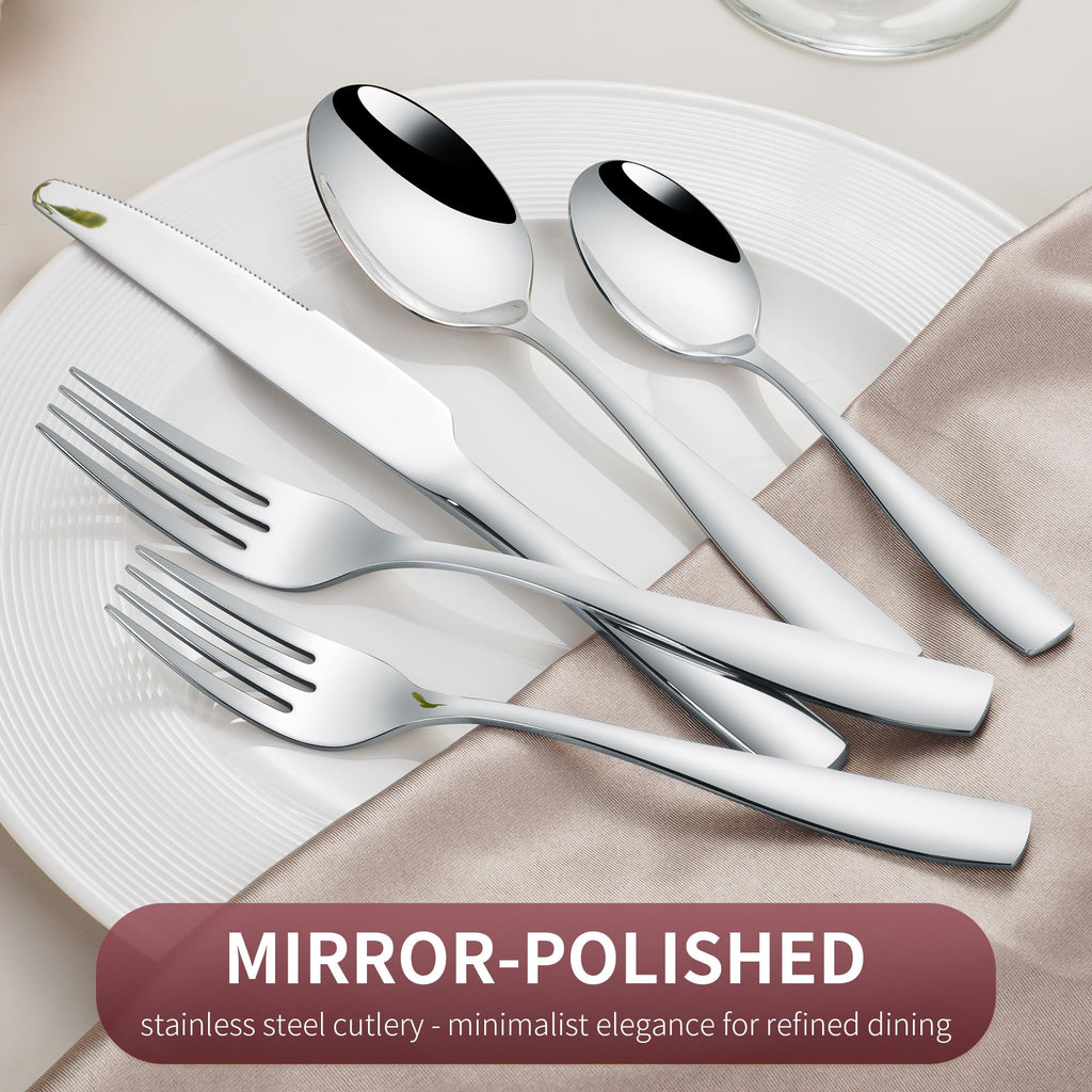 40 Piece Silverware Set for 8, 18/10 Stainless Steel Heavy Flatware Set