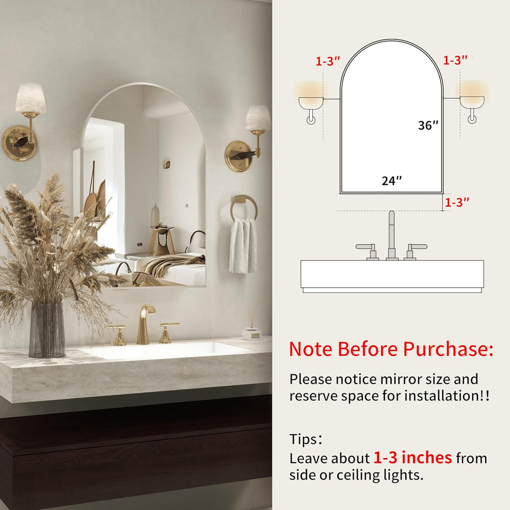 24x36 Inch Arch Bathroom Mirror Medicine,Cabinet,Brushed Silver Wall Mounted Bathroom Mirror with Storage,Adjustable