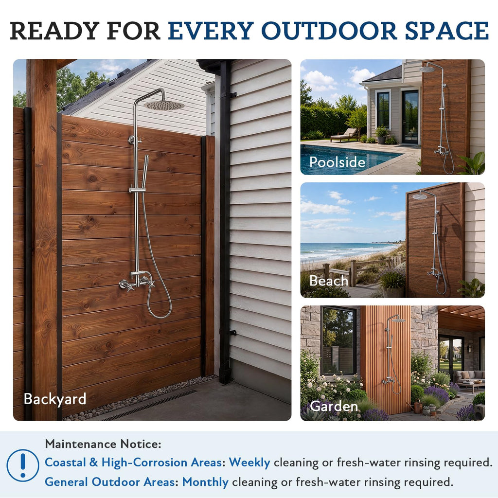 G‐Promise 316 Marine Grade Stainless Steel 8 Inches Outdoor Shower Kit