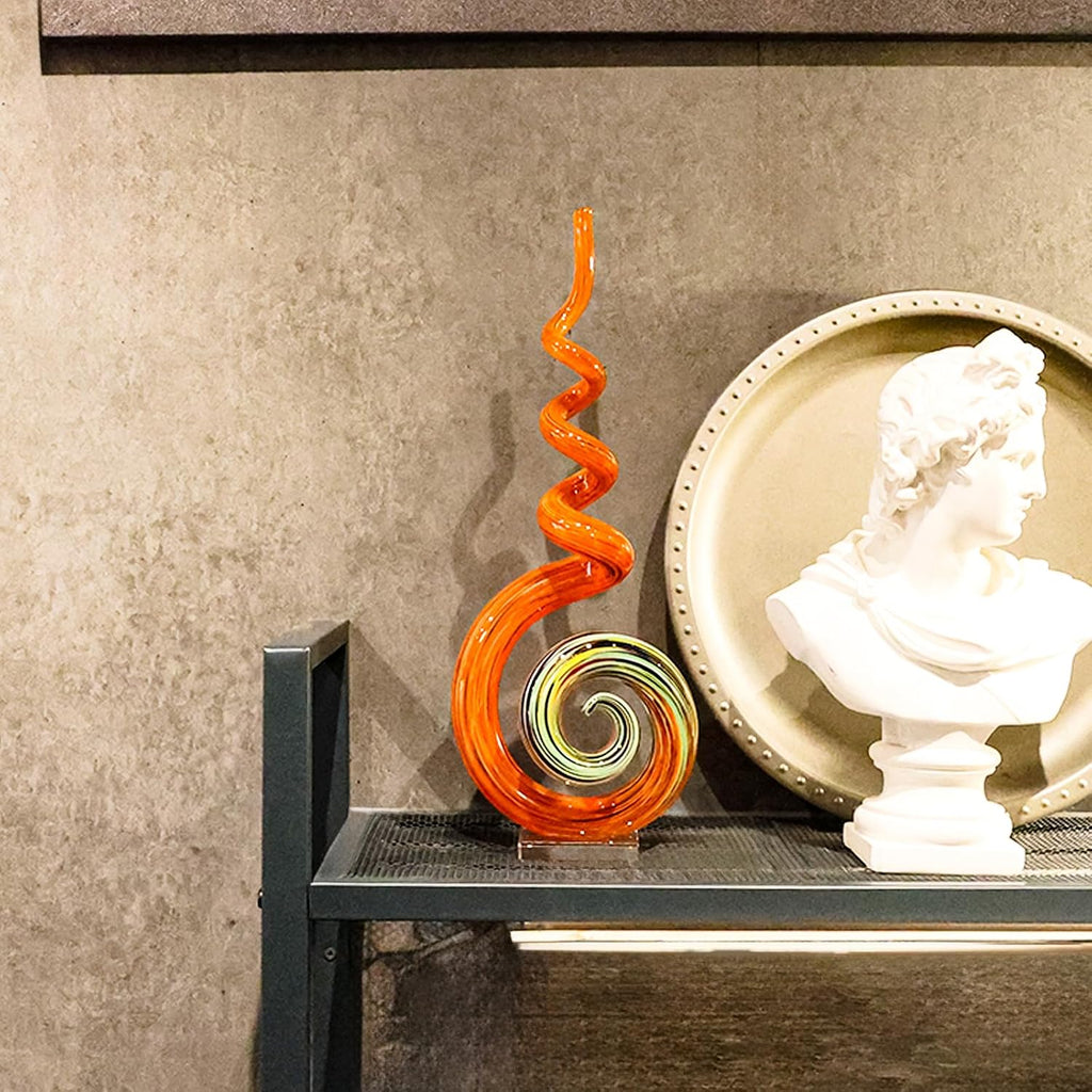 15" Tall Hand-Blown Murano-Style Glass Sculpture Statues Art Ornament Statue Figurines Home Decor Accent Piece