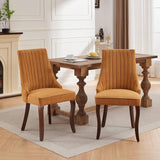 Set of 2 Upholstered Dining Chairs with High Backrest, Velvet Fabric Accent Kitchen Chairs