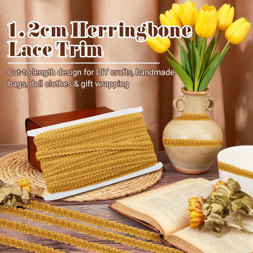 Gimp Braid Trim, Deep Gold, 1/2 Inch Wide 14 Yards