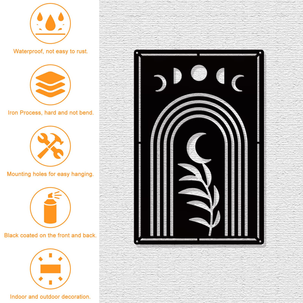 Boho Metal Wall Art Decor, Minimalist Boho Abstract Wall Hanging Decor Phase Wall Art Silhouette Wall Art Living Room