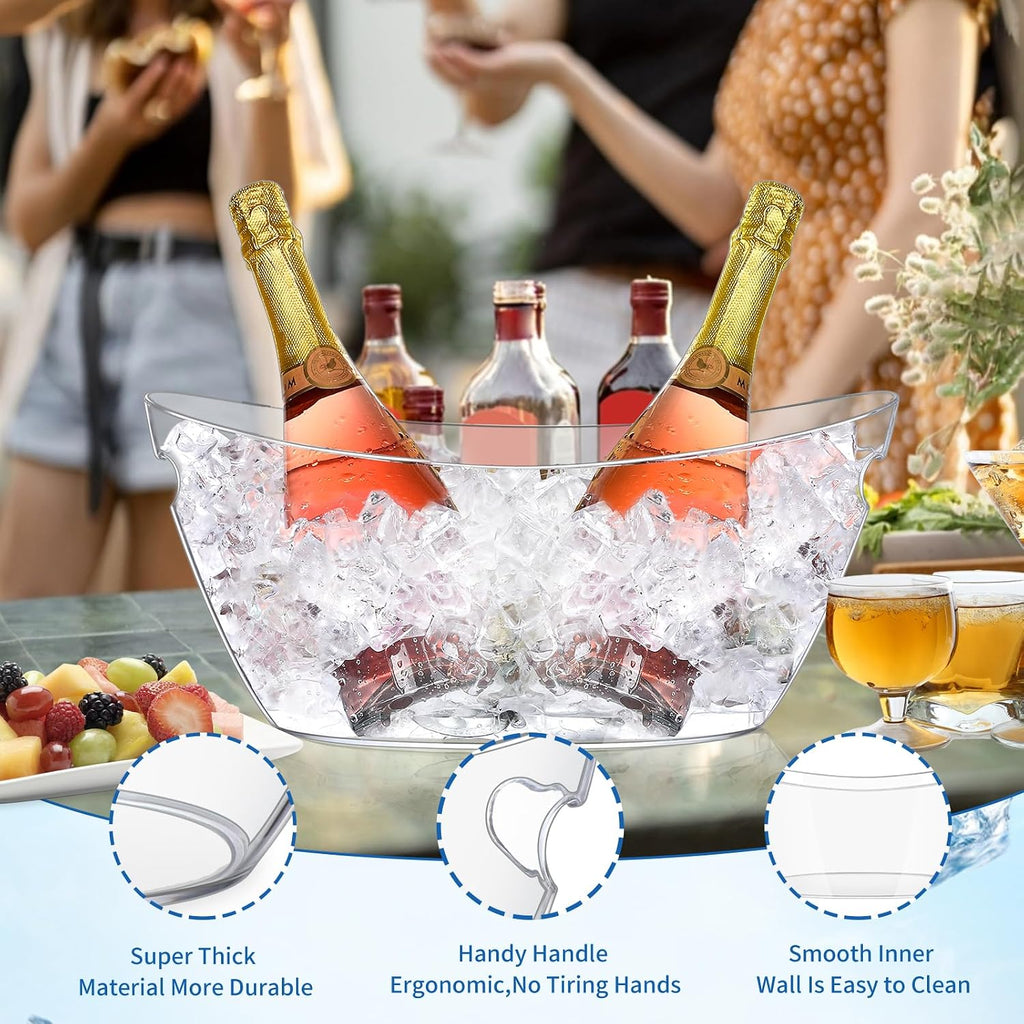 Ice Buckets for Parties (5.5L) Ice Buckets, Clear Acrylic Champagne Bucket, Drinks Beverage Tub for Cocktail - Set of 2