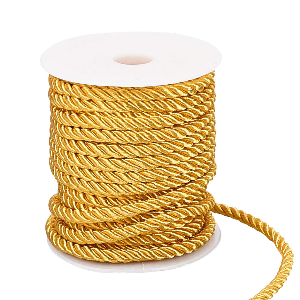 59 Feet Gold Cord 5mm Twisted Rope Trim Graduation Honor Cord Silk Cords Thread Decorative Trim for Handfasting