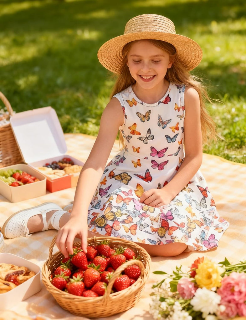 Girls Dress Sleeveless Casual Floral Sundress for Girl