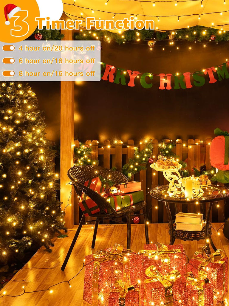 1000 LED 328 FT Christmas Lights, Waterproof Outdoor String With Remote and Timer, 8 Modes Dimmable, Fairy Lights