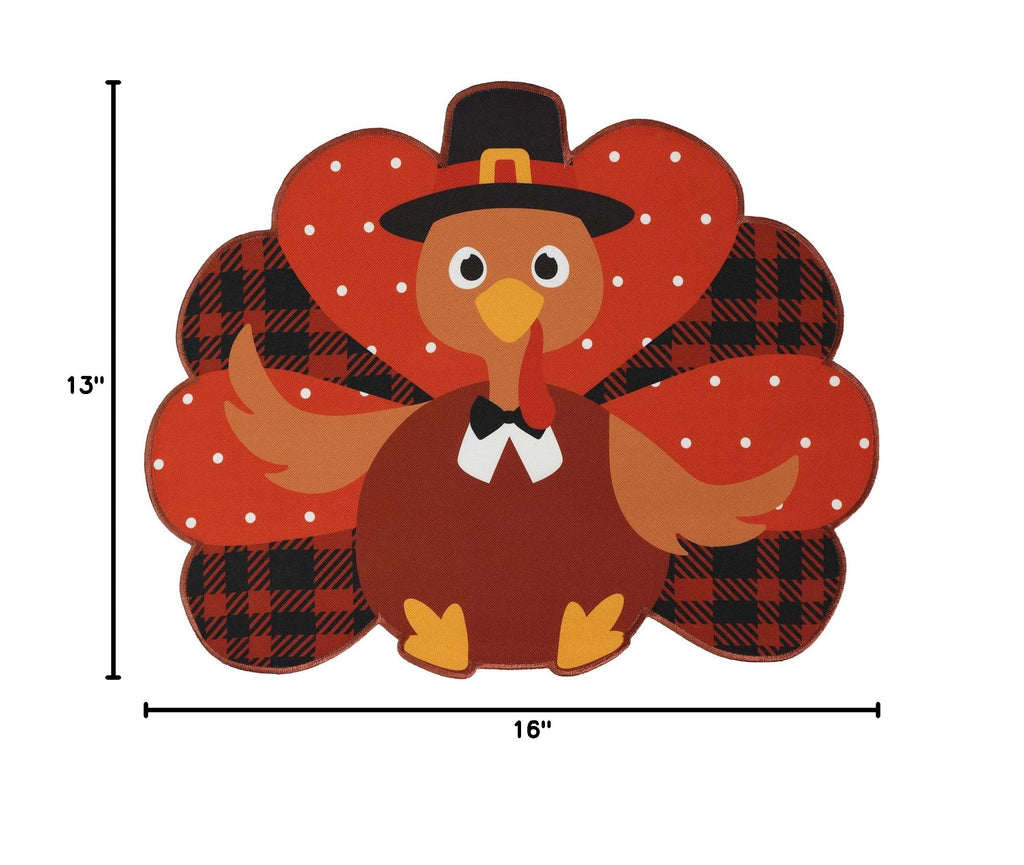Thanksgiving Placemats Set of 4 - Fall Placemats for Dining Table Orange Brown Plaid, Harvest Turkey Placemats for
