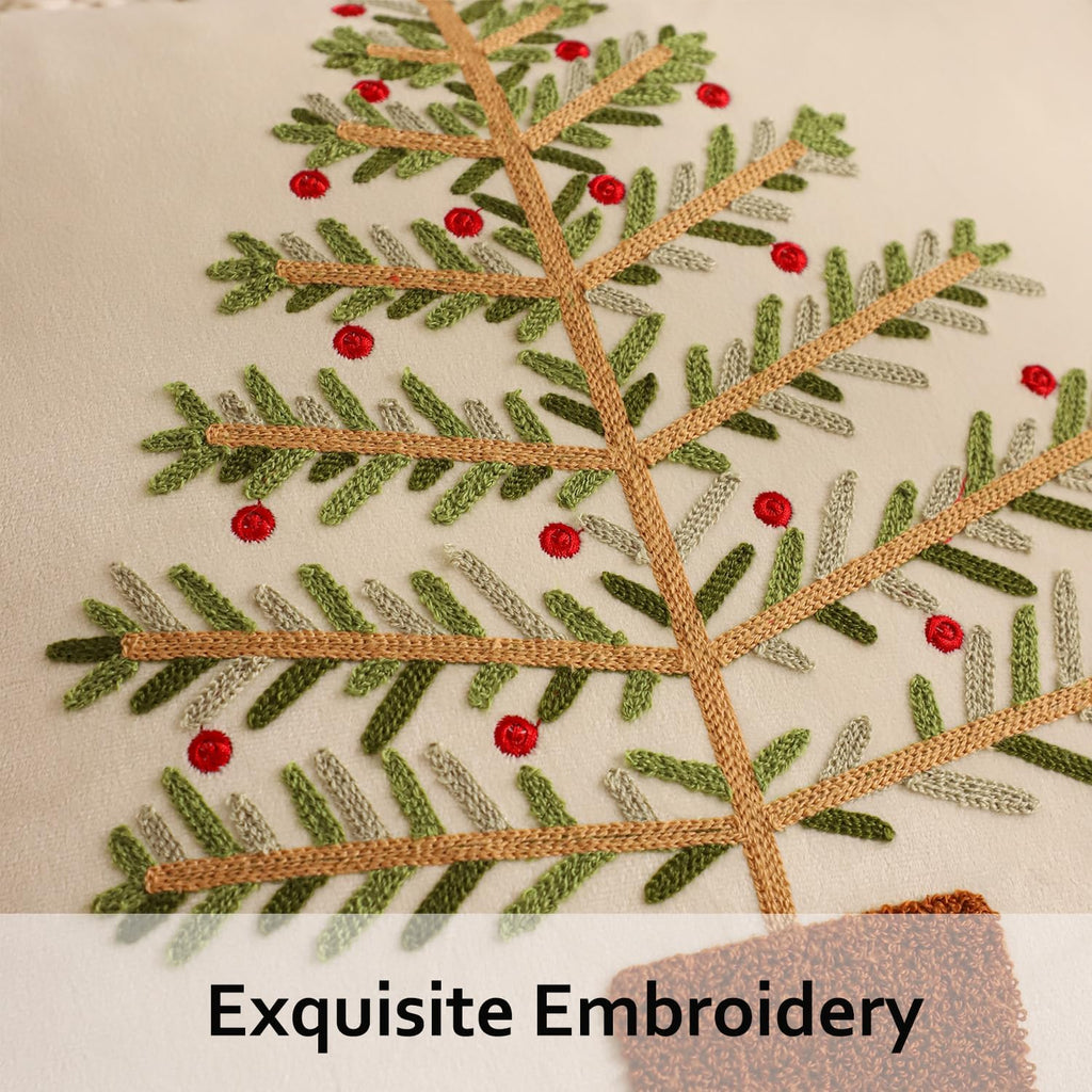 Christmas Pillow Covers 18x18 inch Green Xmas Tree - Set of 2