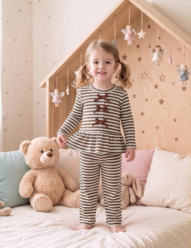 Toddler Baby Girl Clothes Ruffle Striped Fall Winter Outfits