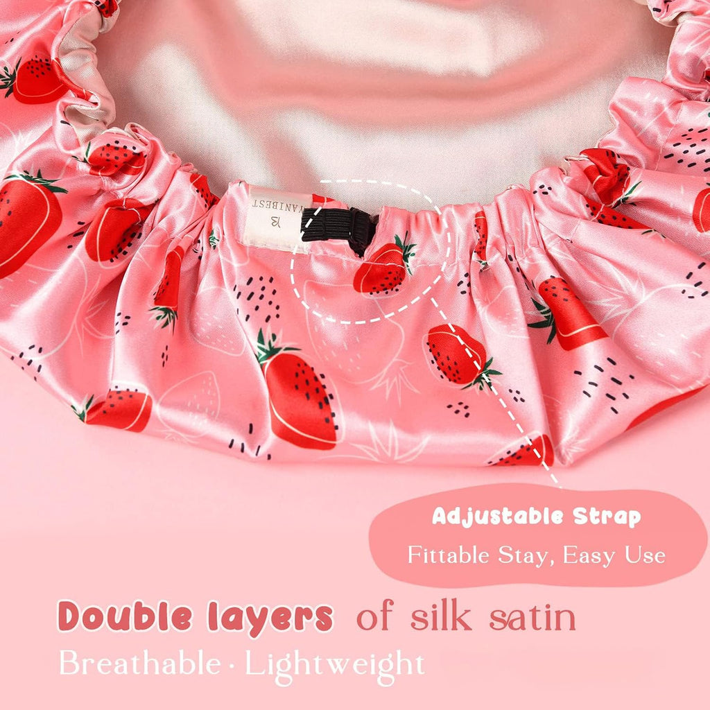 Baby Satin Bonnet Sleep Cap - Double Layer Reversible Adjustable Silky Satin Cap for Infant