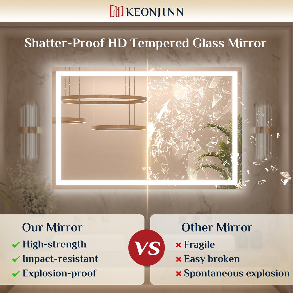 84x32 Inch LED Bathroom Mirror with Light, Effortless Installation