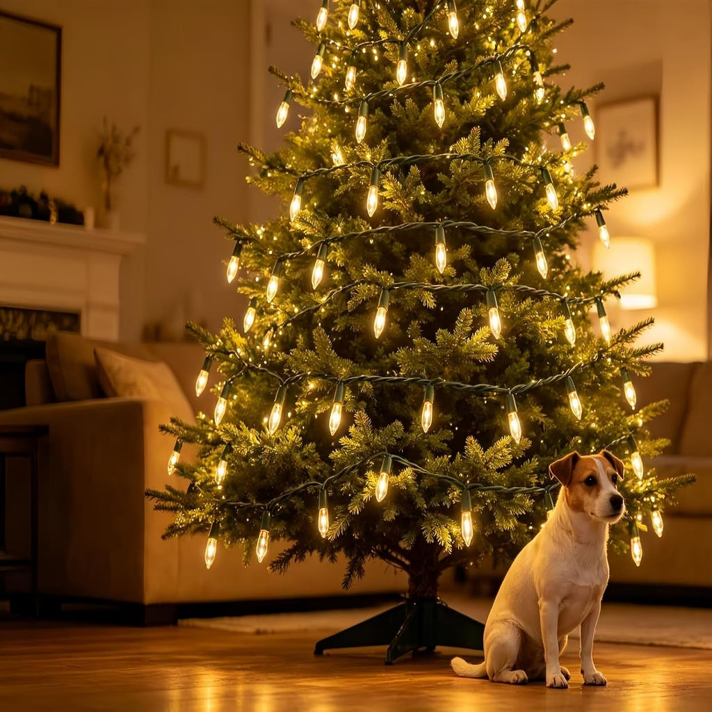 150 LED Warm White Christmas Lights, UL Certified and Commercial Grade Green Wire String Lights 50 Ft, for Indoor