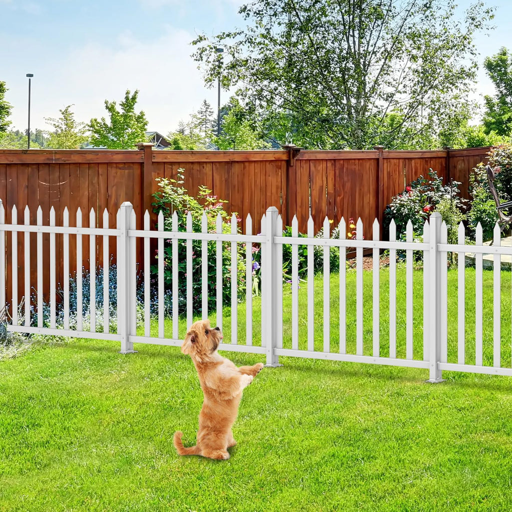5 Sets 36"H x 84"W Vinyl White Picket Fence Panels Decorative Fencing for Front Porch Yard Garden Pool (34 Pickets