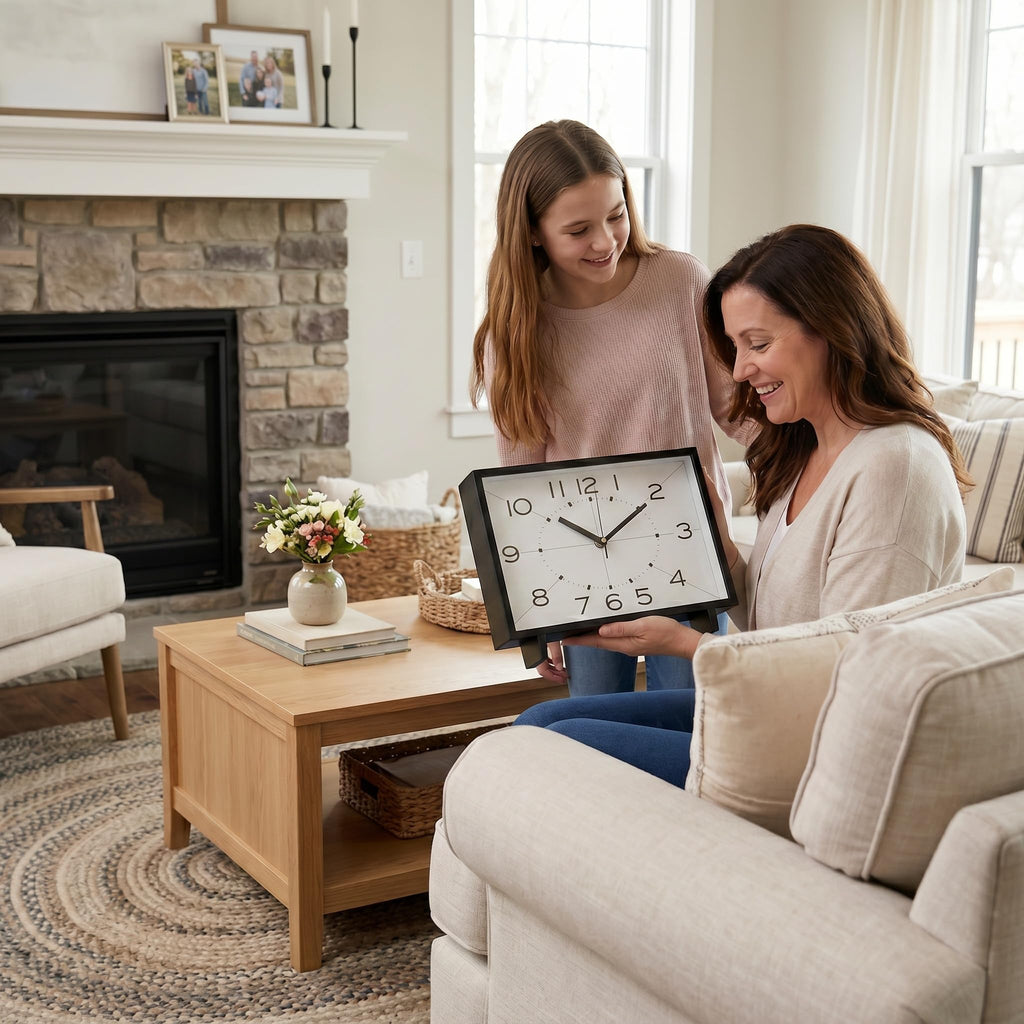 Modern Desk Clock, Silent Analog Mantel Clock for Shelf, Office & Living Room