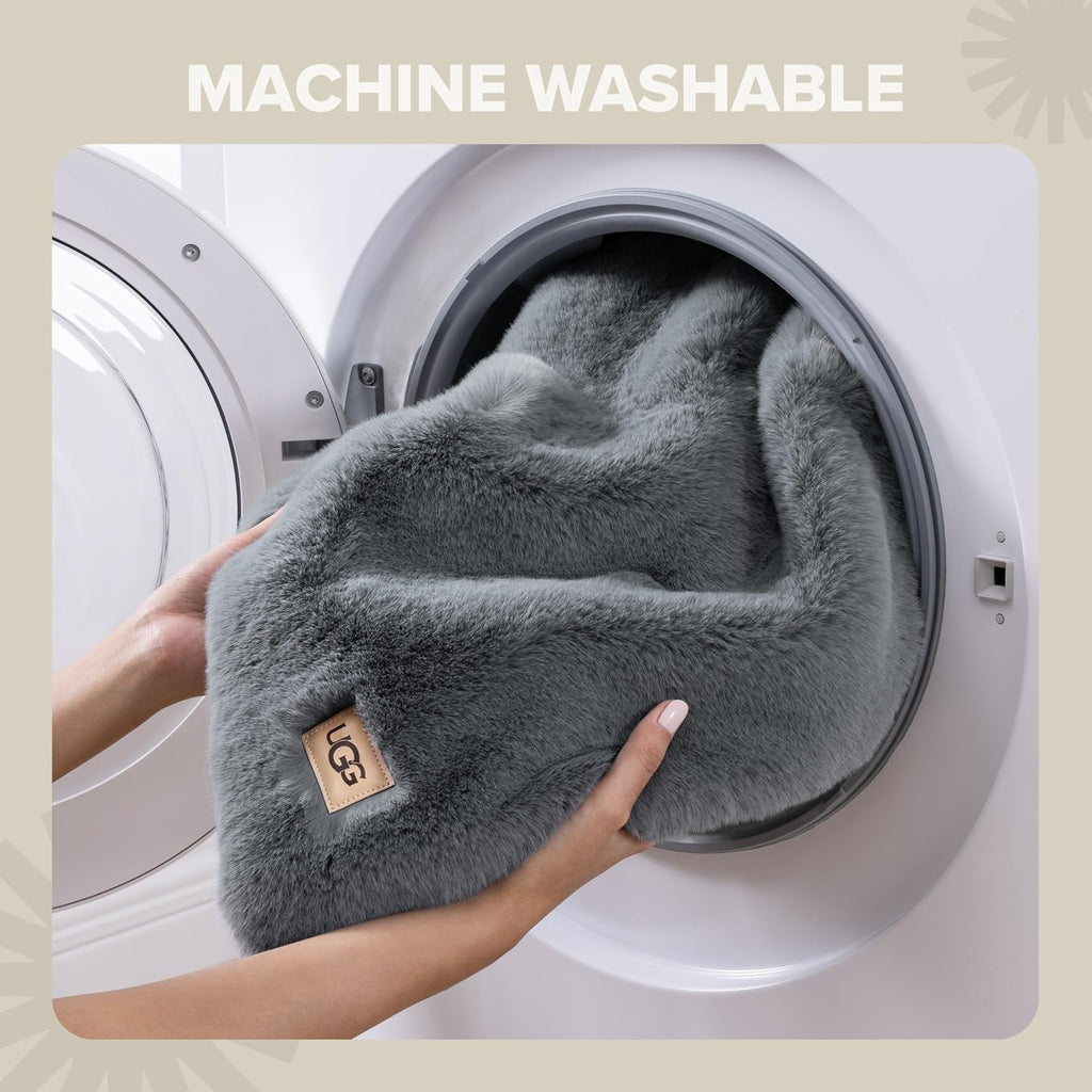 Euphoria Faux Fur Throw Blanket, Oversized Soft Throw, Luxury Room Decor, Giftable Fuzzy Blankets, Machine Washable