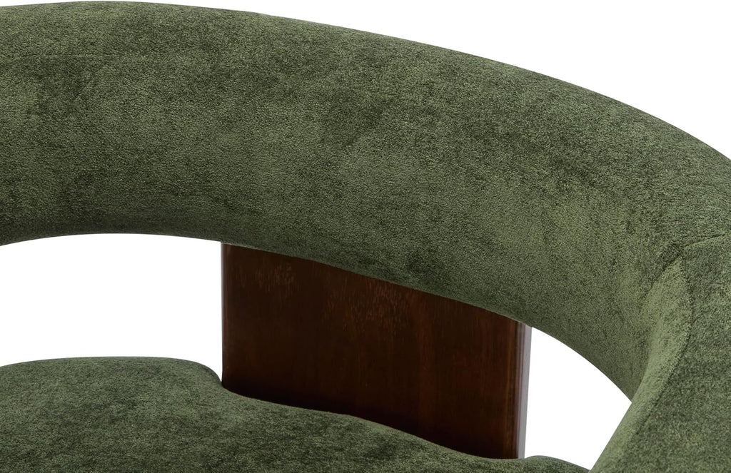 Boucle Upholstered Accent Chair, Modern Barrel Armchair with Wooden Legs, Comfy Lounge Chair Bedroom Office, Soft