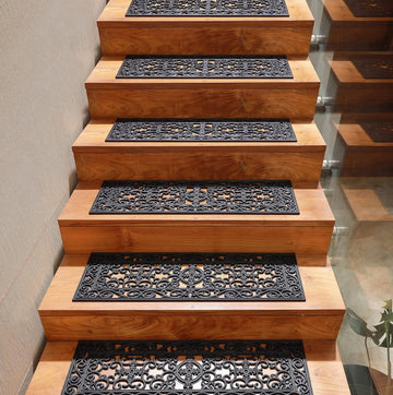Stair Treads - 4 Pack 10x30 inch Non-Slip Rubber Stair Mats | Sturdy Heavy Duty Drainage Staircase Step Mats